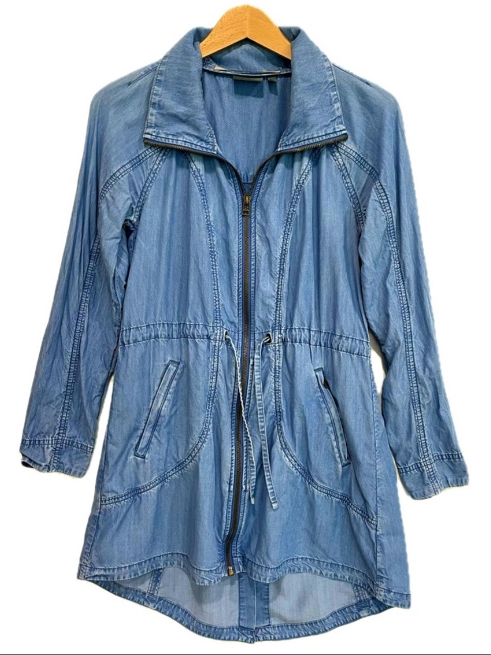 Athleta Tencel Denim Switchback Jacket Womens Size XXS Lightweight Zip Anorak